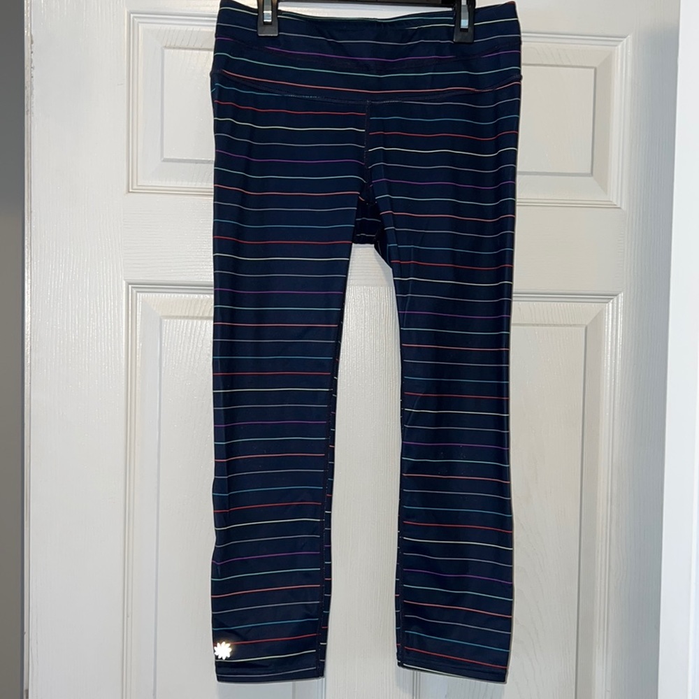 Athleta navy stripe leggings small